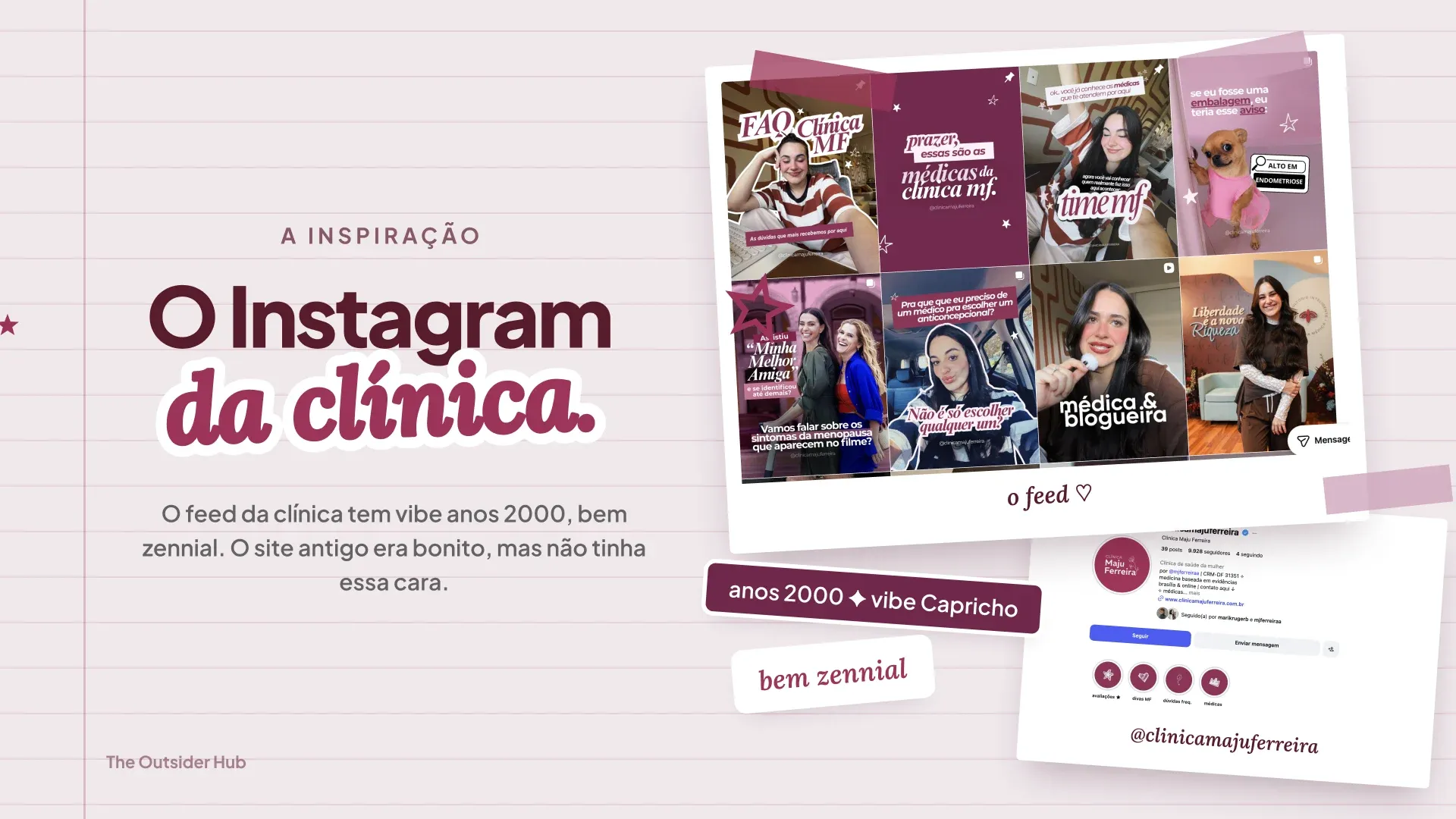 Slide “O Instagram da clínica.” com o feed da Dra. Maju