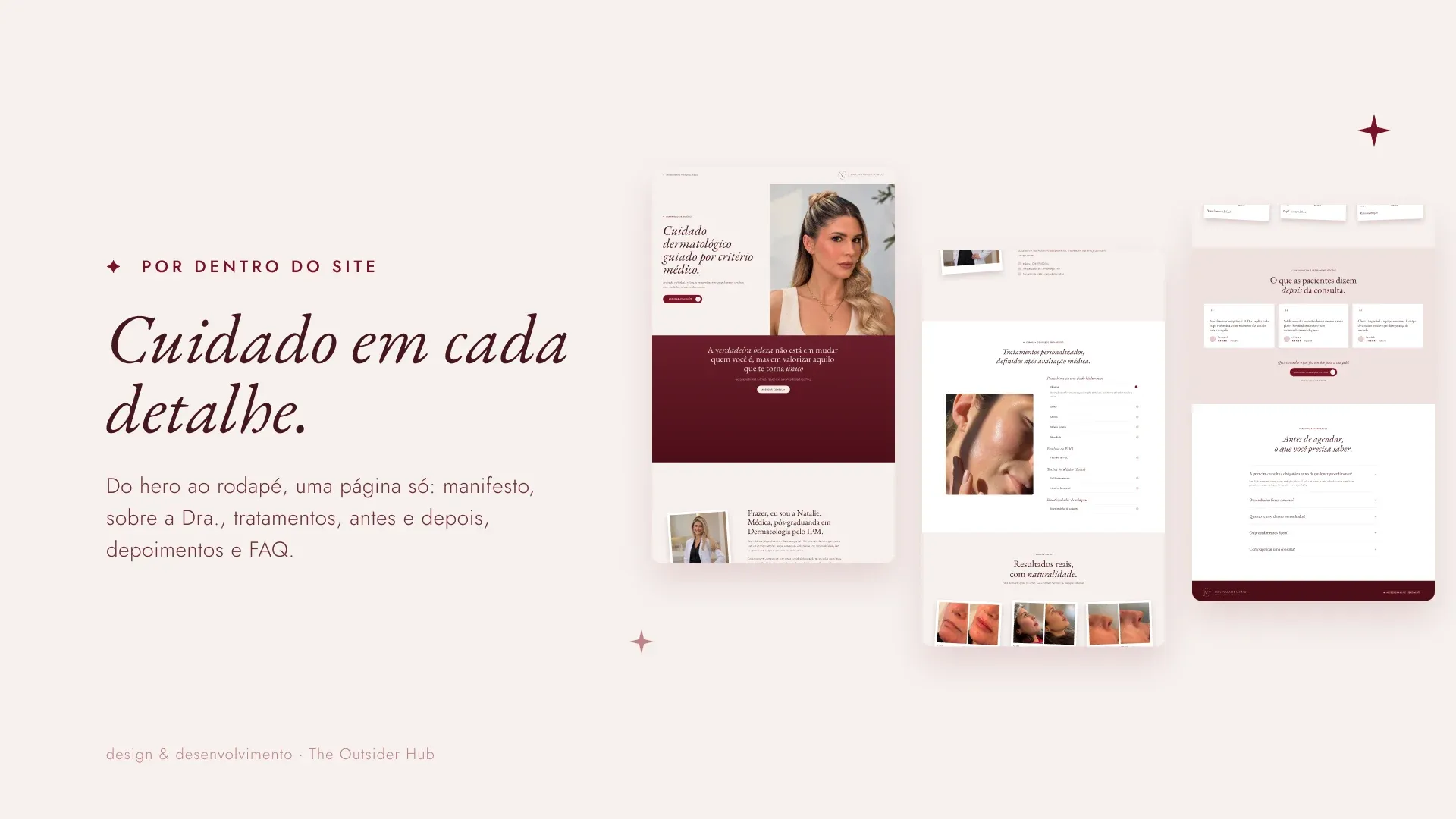 Slide “Cuidado em cada detalhe.” com as seções da página